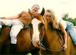Erick in 1994 (46 years old) with Kim, a bareback riding student