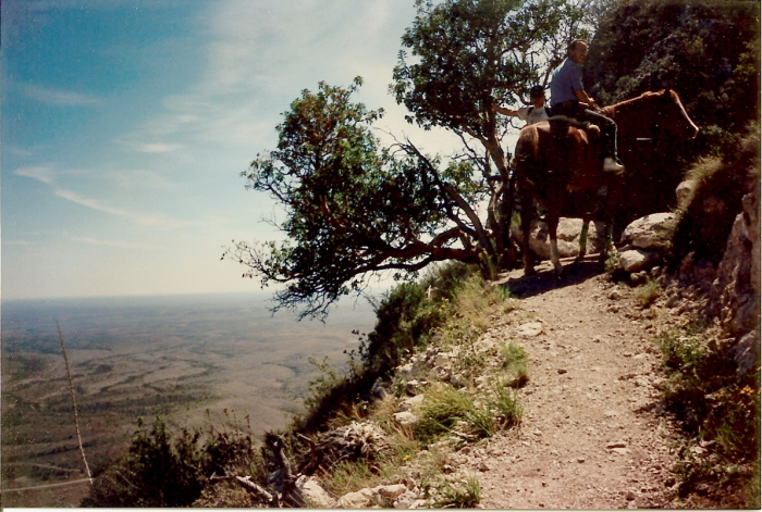 Erick in October, 1994, with Lady halfway to the top of Guadalupe Peak