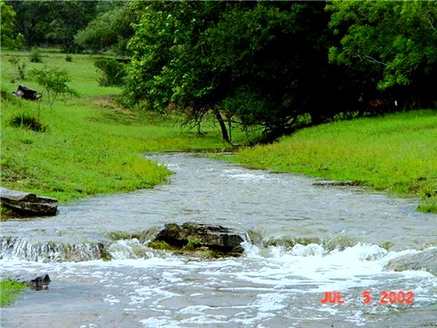 [One of the two spring fed creeks at Lucky Hit Ranch, Leander, Texas - July 5, 2002]